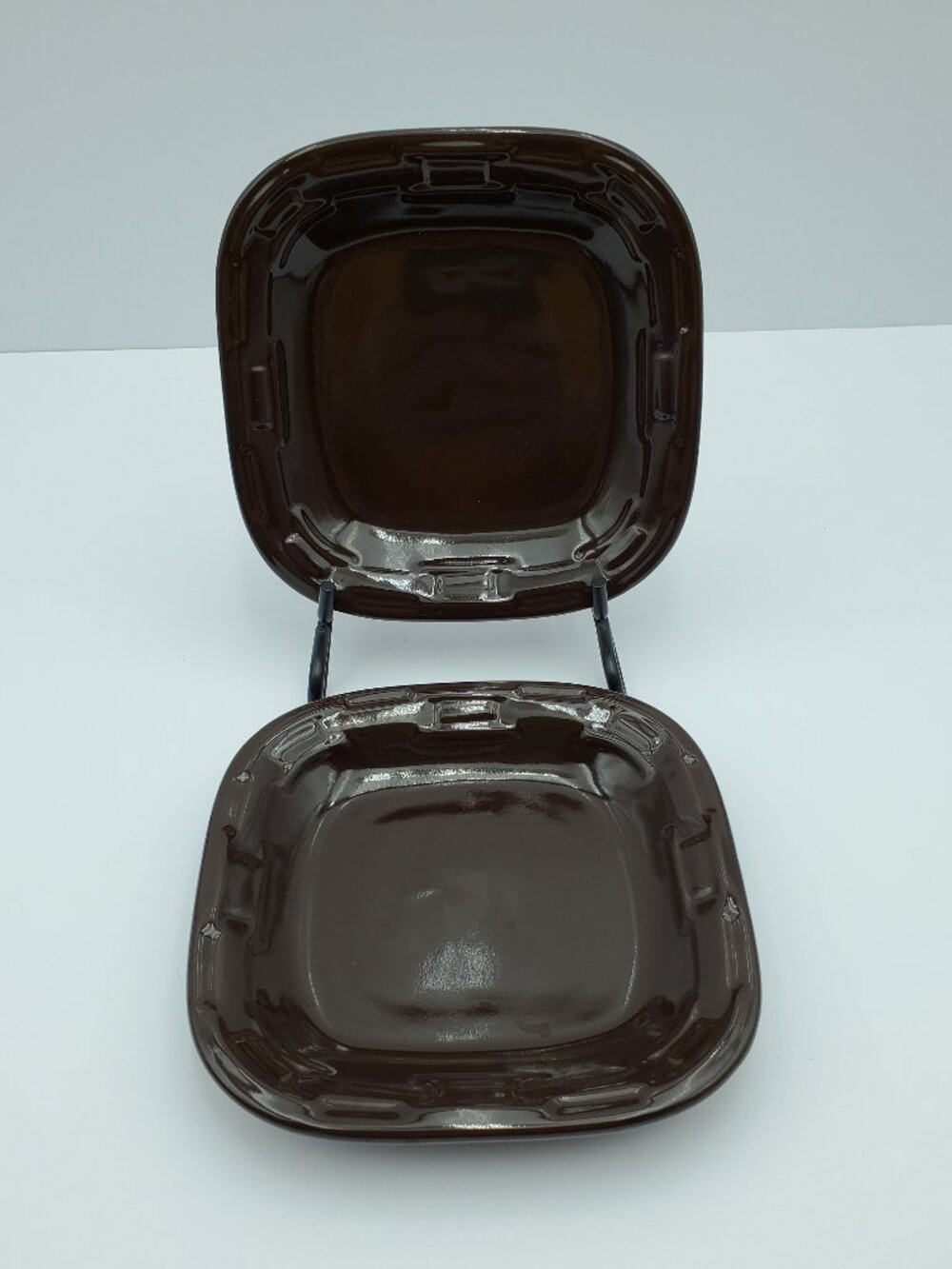 Longaberger Woven Traditions Chocolate Brown Square Appetizer Plates